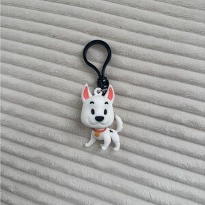 Disney White Dog Keychain with Black Clip